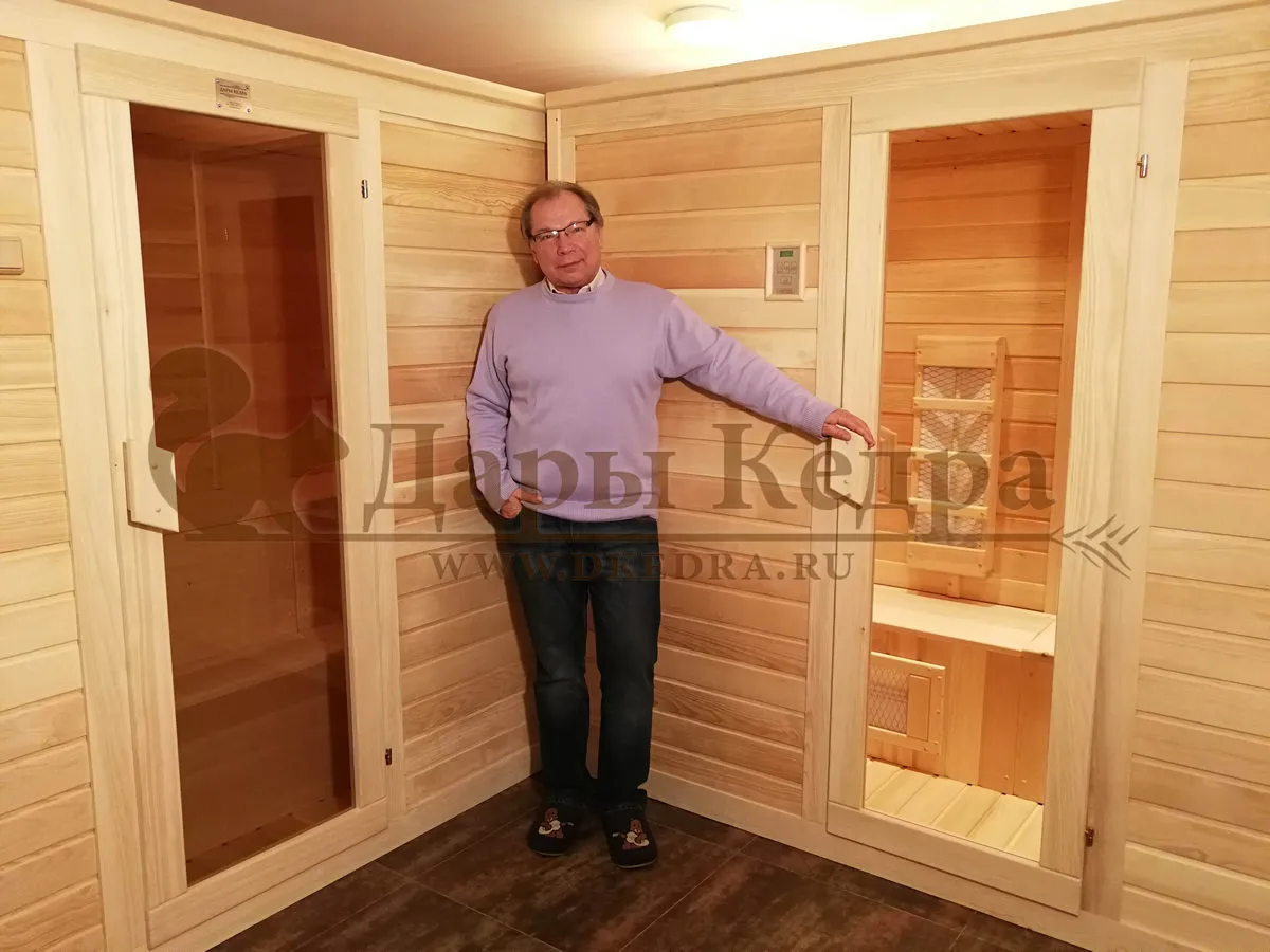 Четырёхместная инфракрасная сауна кабина из кедра с керамическими излучателями